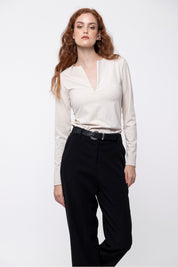 CROP PANTS WITH ELASTIC WAISTBAND BLACK